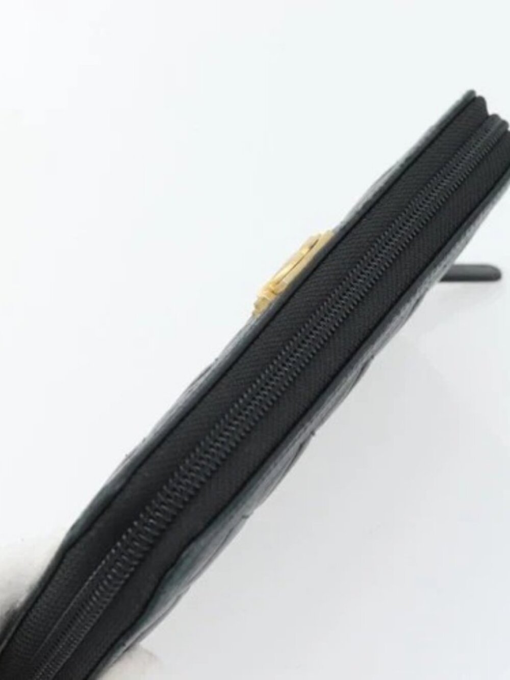 CHANEL Boy Chanel Long Wallet Lamb Skin Black Gold CC Auth 181946V - Picture 5 of 16